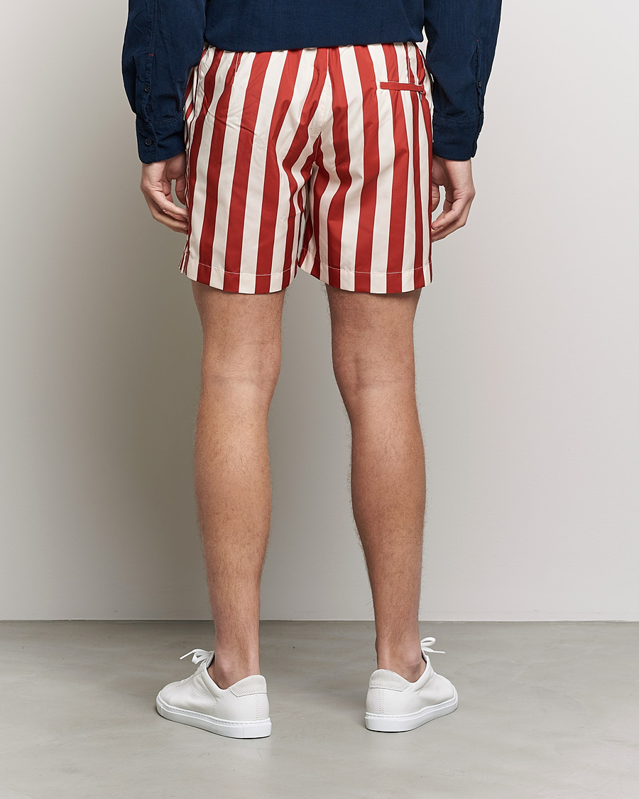 Homme | Maillots De Bain | Orlebar Brown | Bulldog Drawcord Mix Stripe Swim Shorts Vermillion
