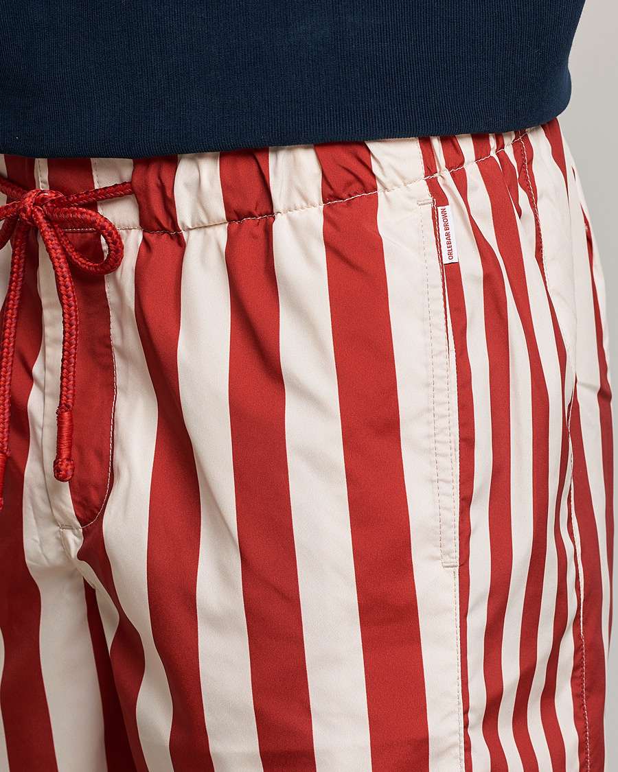 Homme | Maillots De Bain | Orlebar Brown | Bulldog Drawcord Mix Stripe Swim Shorts Vermillion