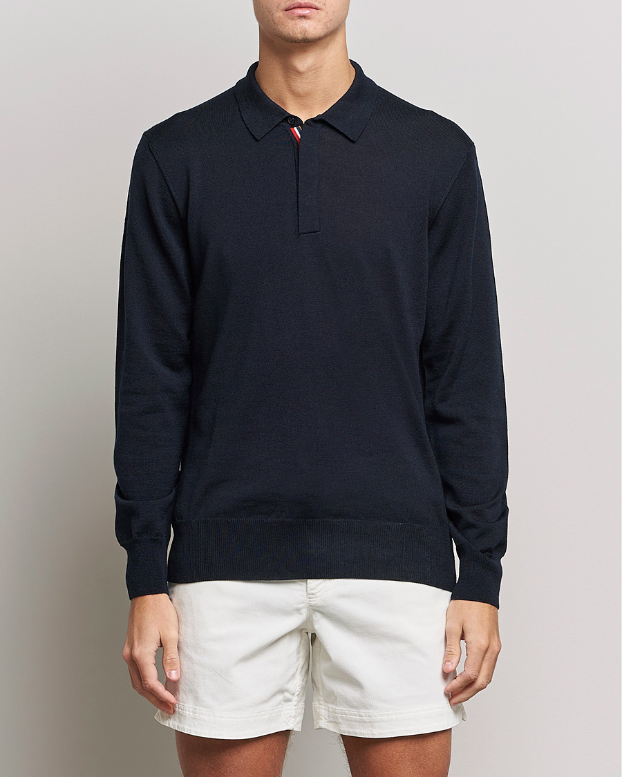 Homme | Pulls Et Tricots | Orlebar Brown | Ebro OB Stripe Merino Poloshirt Night Iris