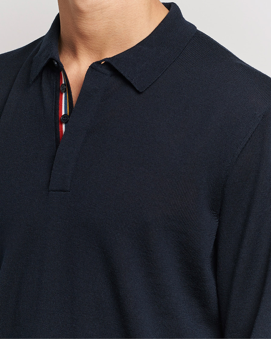 Homme | Pulls Et Tricots | Orlebar Brown | Ebro OB Stripe Merino Poloshirt Night Iris