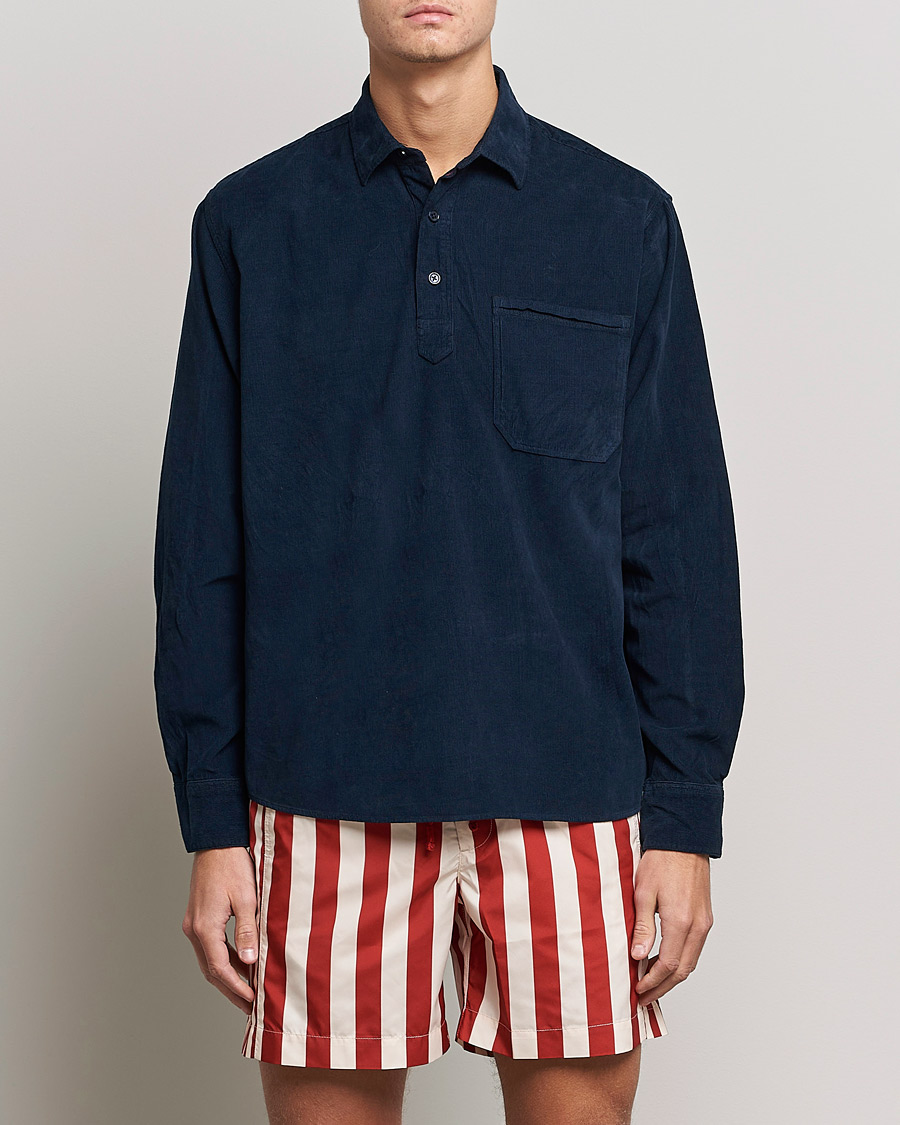 Homme | Chemises | Orlebar Brown | Shanklin Cord Popover Shirt Midnight Navy