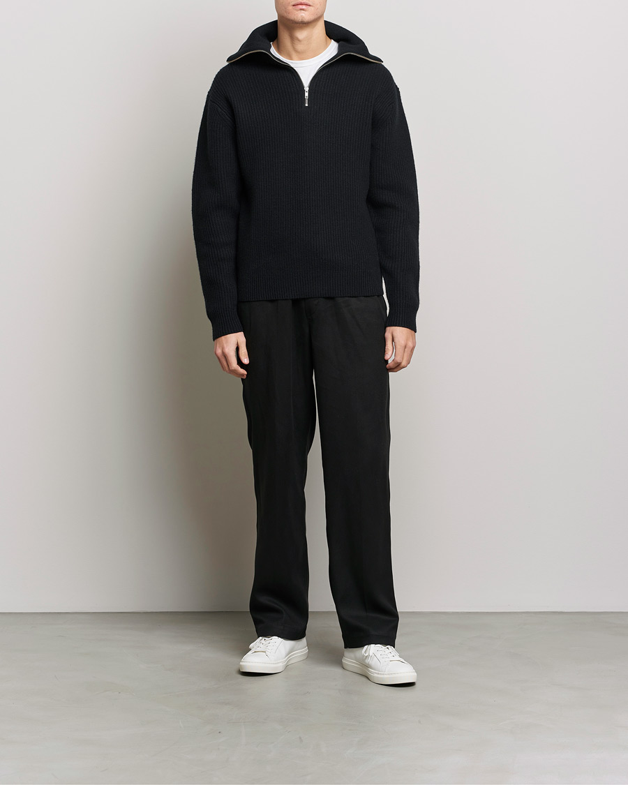 Homme | Pulls Et Tricots | Samsøe Samsøe | Samsøe & Samsøe Logan Zip Turtle Neck Black