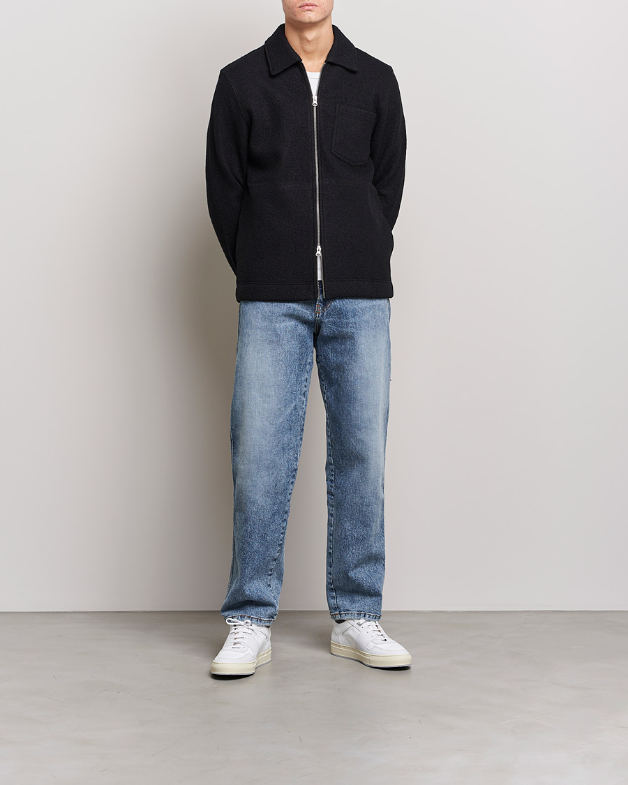 Homme | Chemises | Samsøe Samsøe | Samsøe & Samsøe Hannes Boiled Wool Full Zip Overshirt Black