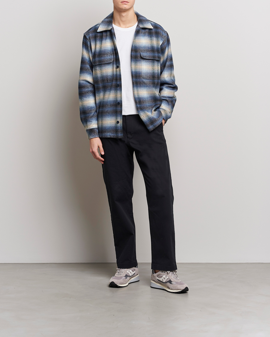 Homme | Chemises | Samsøe Samsøe | Samsøe & Samsøe Castor Recycled Overshirt Blue Checked