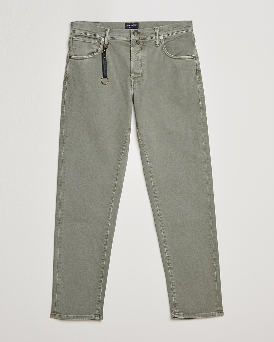 Homme | Pantalons | Incotex | Bull Denim 5-Pocket Pants Green