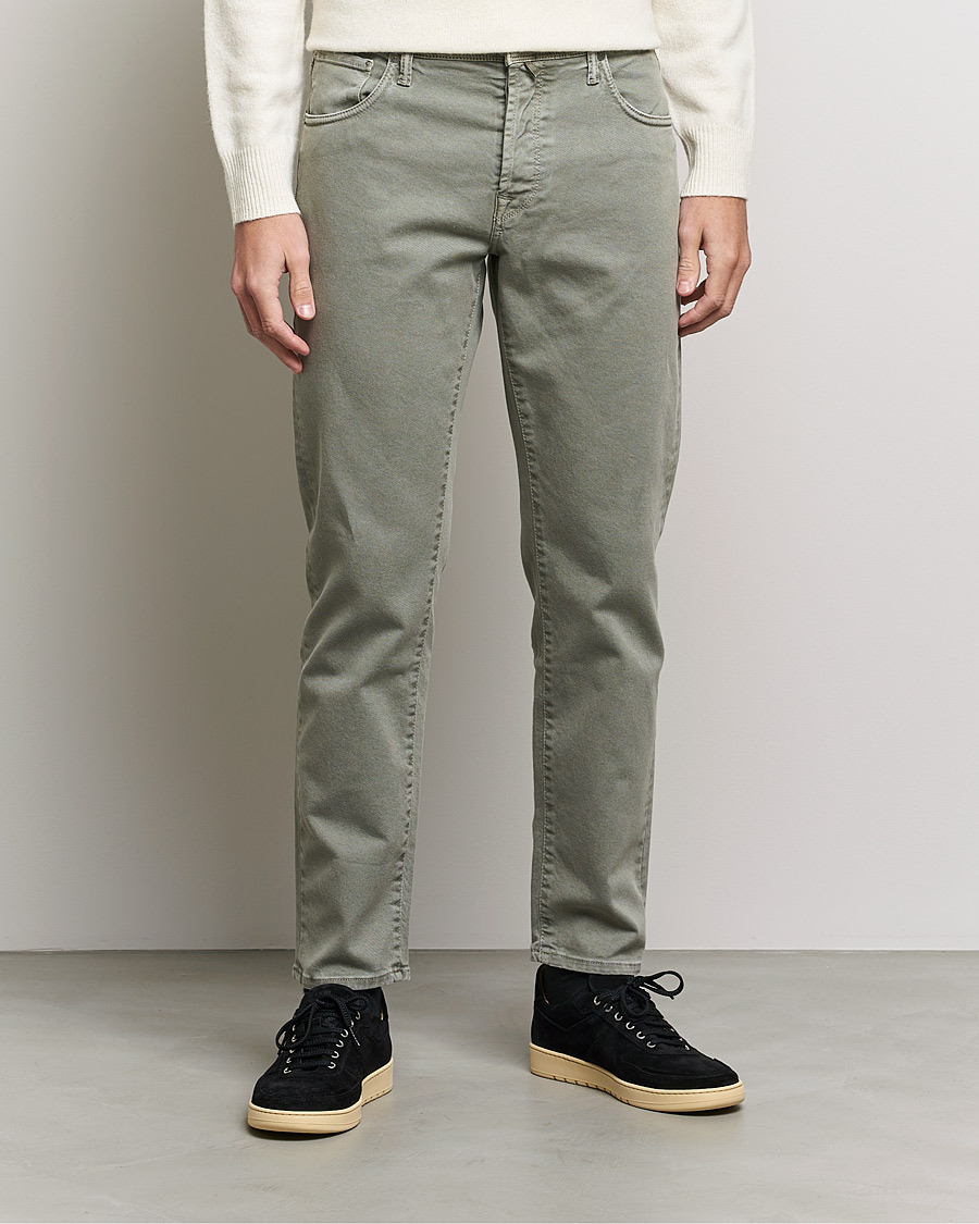 Homme | Pantalons | Incotex | Bull Denim 5-Pocket Pants Green
