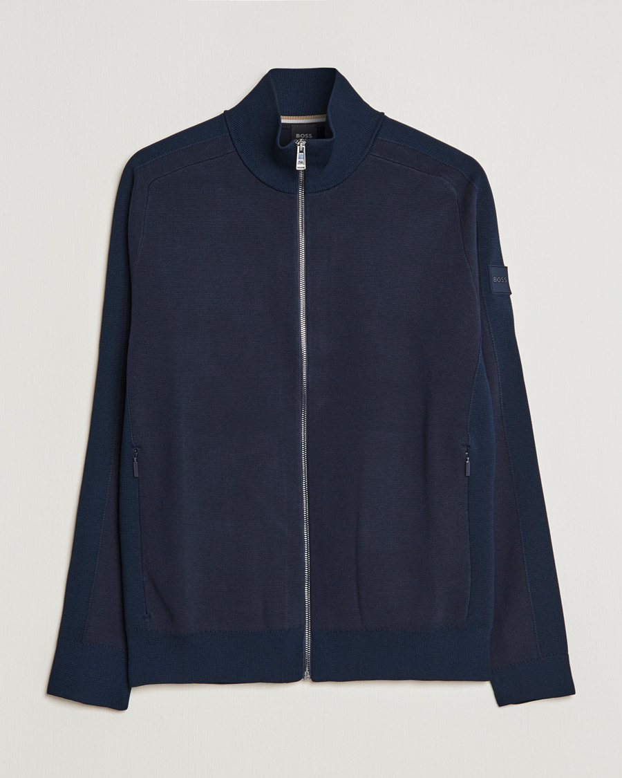 Heren | Truien | BOSS BLACK | Fisio Knitted Full Zip Dark Blue