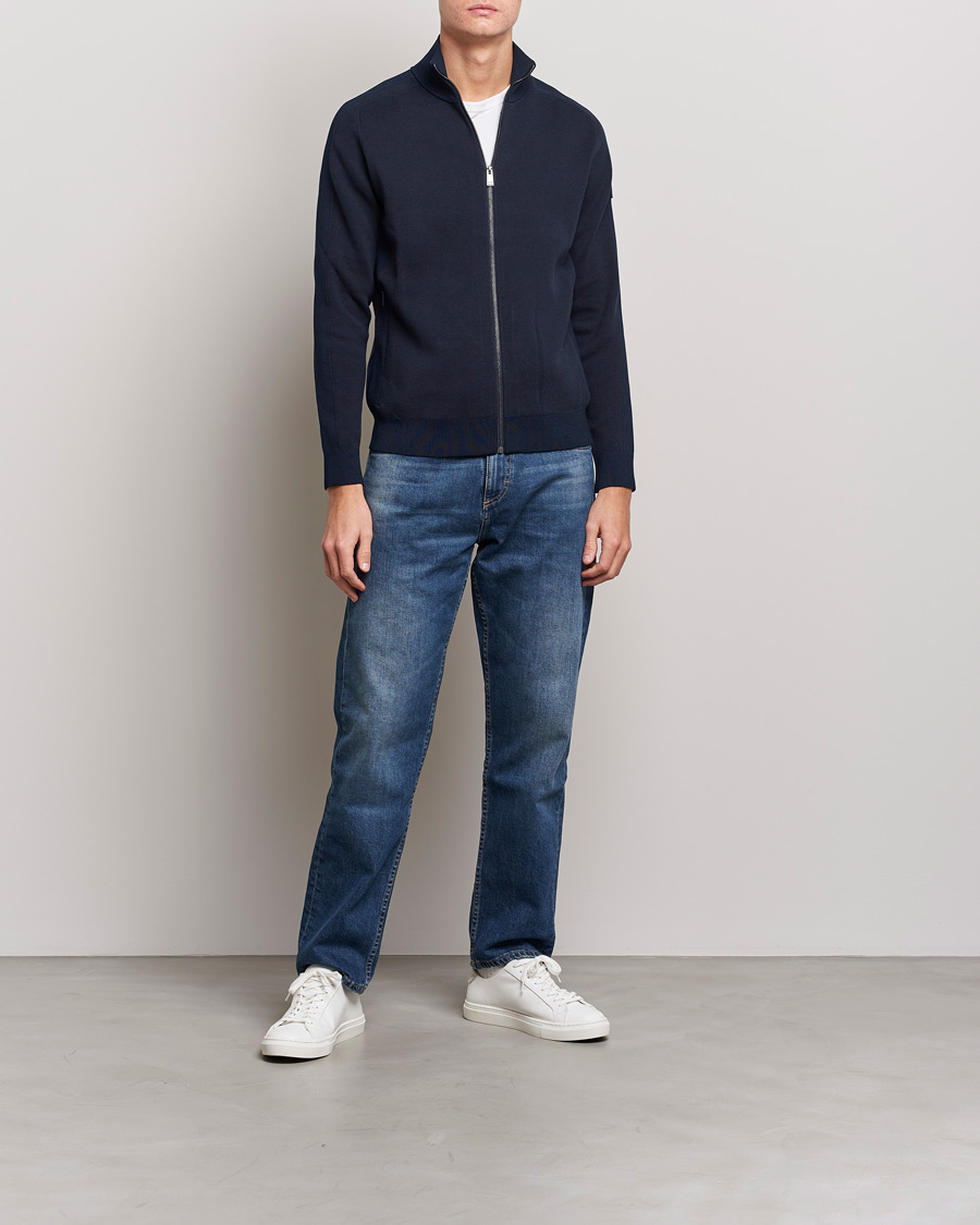 Heren | Truien | BOSS BLACK | Fisio Knitted Full Zip Dark Blue