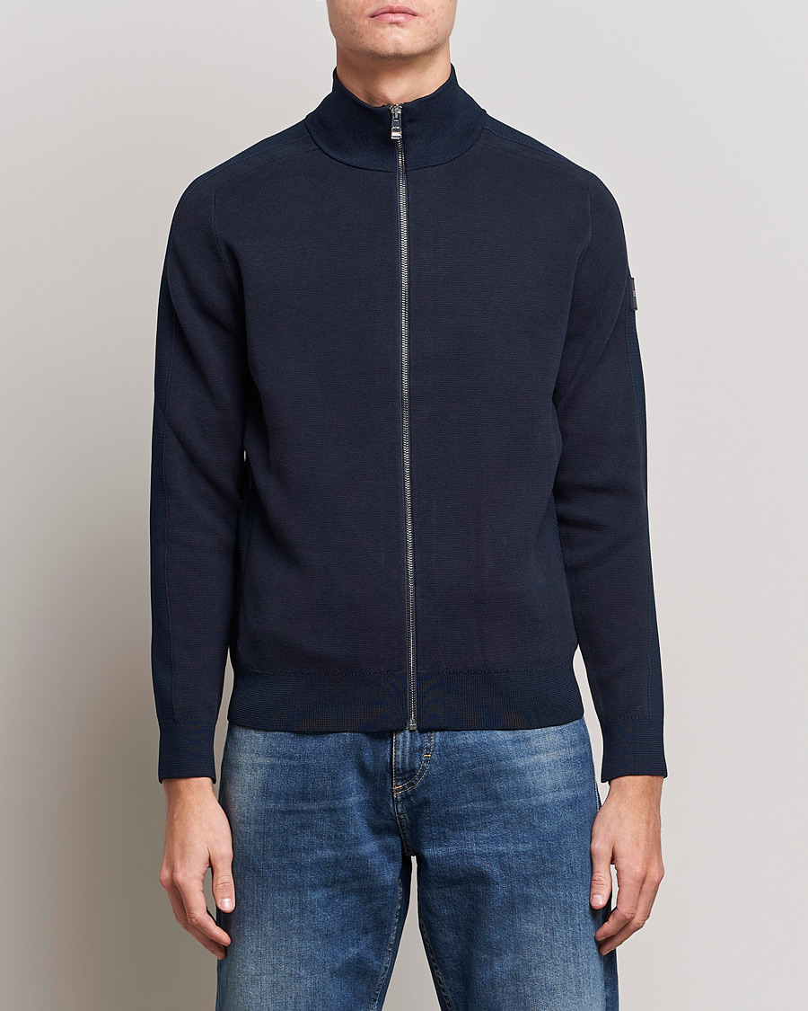 Heren | Truien | BOSS BLACK | Fisio Knitted Full Zip Dark Blue