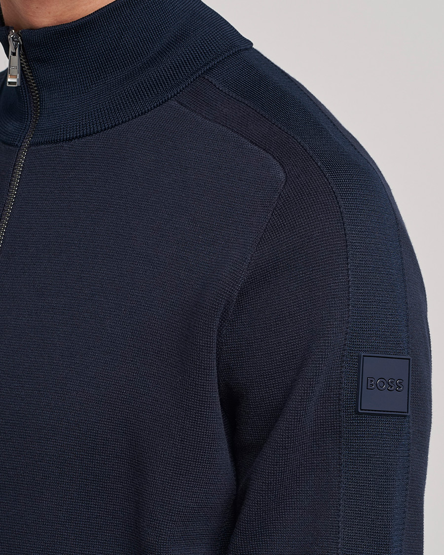 Heren | Truien | BOSS BLACK | Fisio Knitted Full Zip Dark Blue