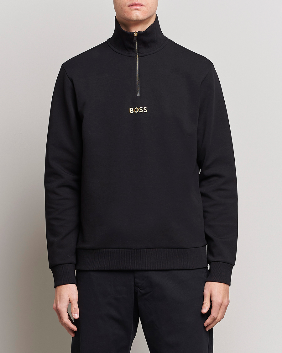 Homme | Pulls Et Tricots | BOSS GREEN | Center Logo Half Zip Black