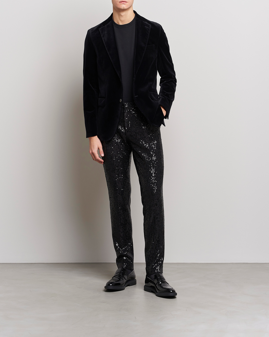 Heren | Broeken | HUGO | Hesten Shiny Tuxedo Trousers Black