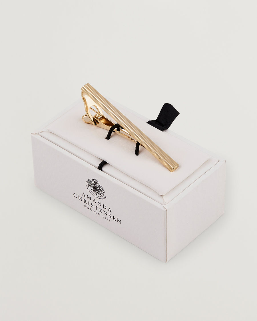 Heren | Stropdassen | Amanda Christensen | Ribbed Tie Clip Gold