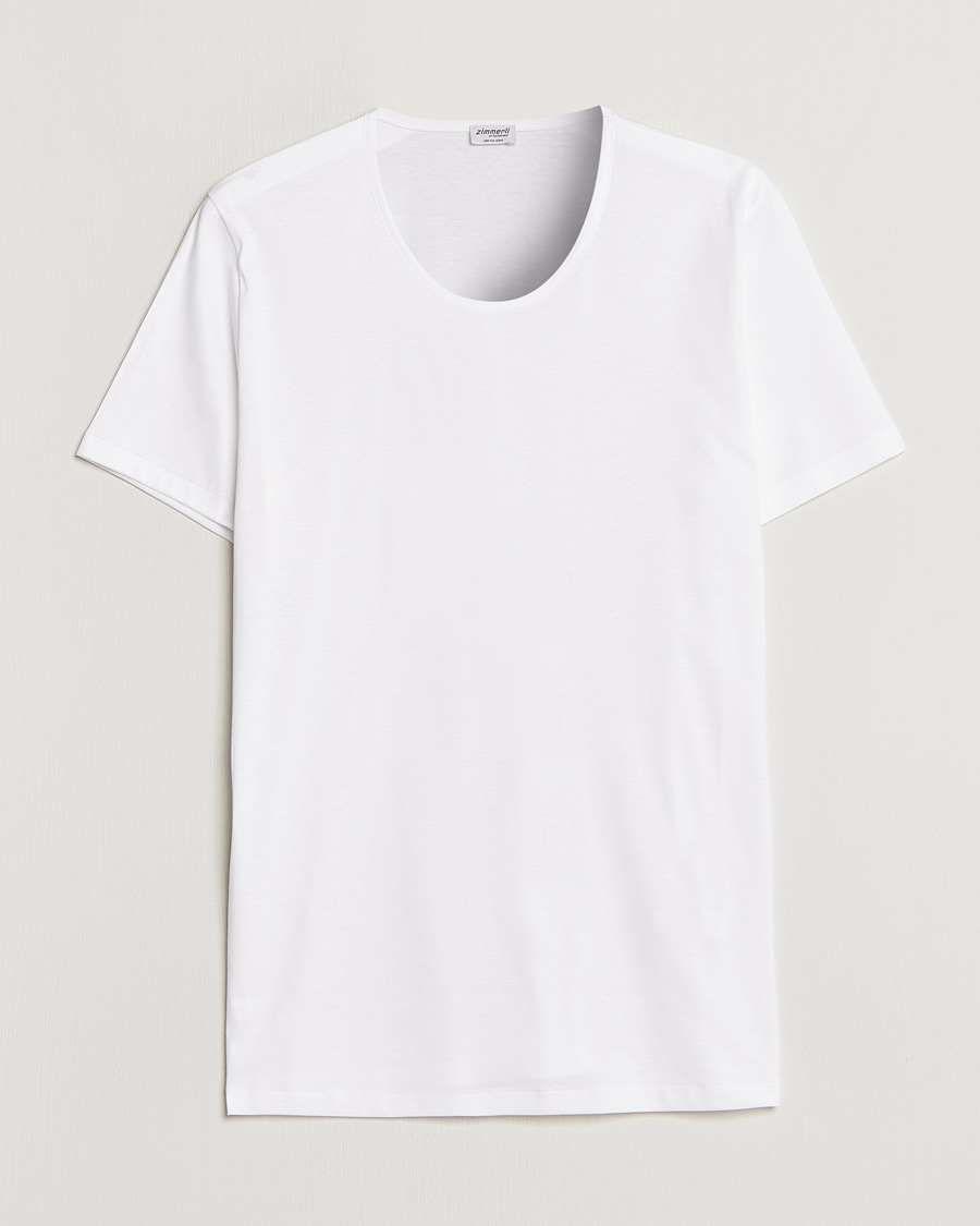 Heren | T-shirts | Zimmerli of Switzerland | Sea Island Cotton Crew Neck T-Shirt White