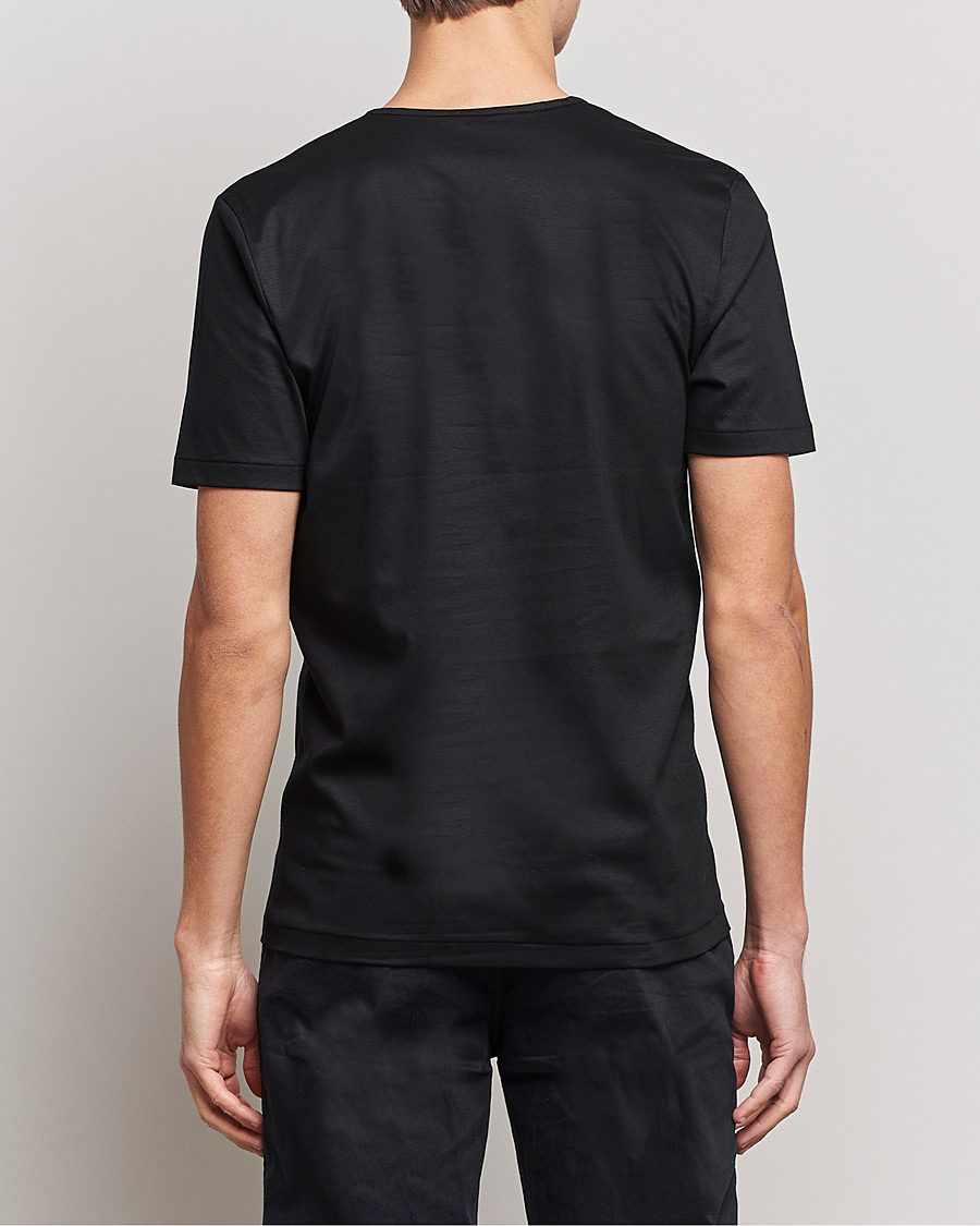 Heren | T-shirts | Zimmerli of Switzerland | Sea Island Cotton V-Neck T-Shirt Black