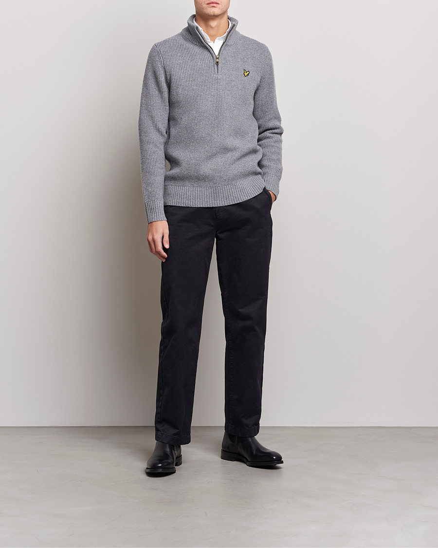 Homme | Pulls Et Tricots | Lyle & Scott | Ribbed Quarter Zip Sweater Grey Marl