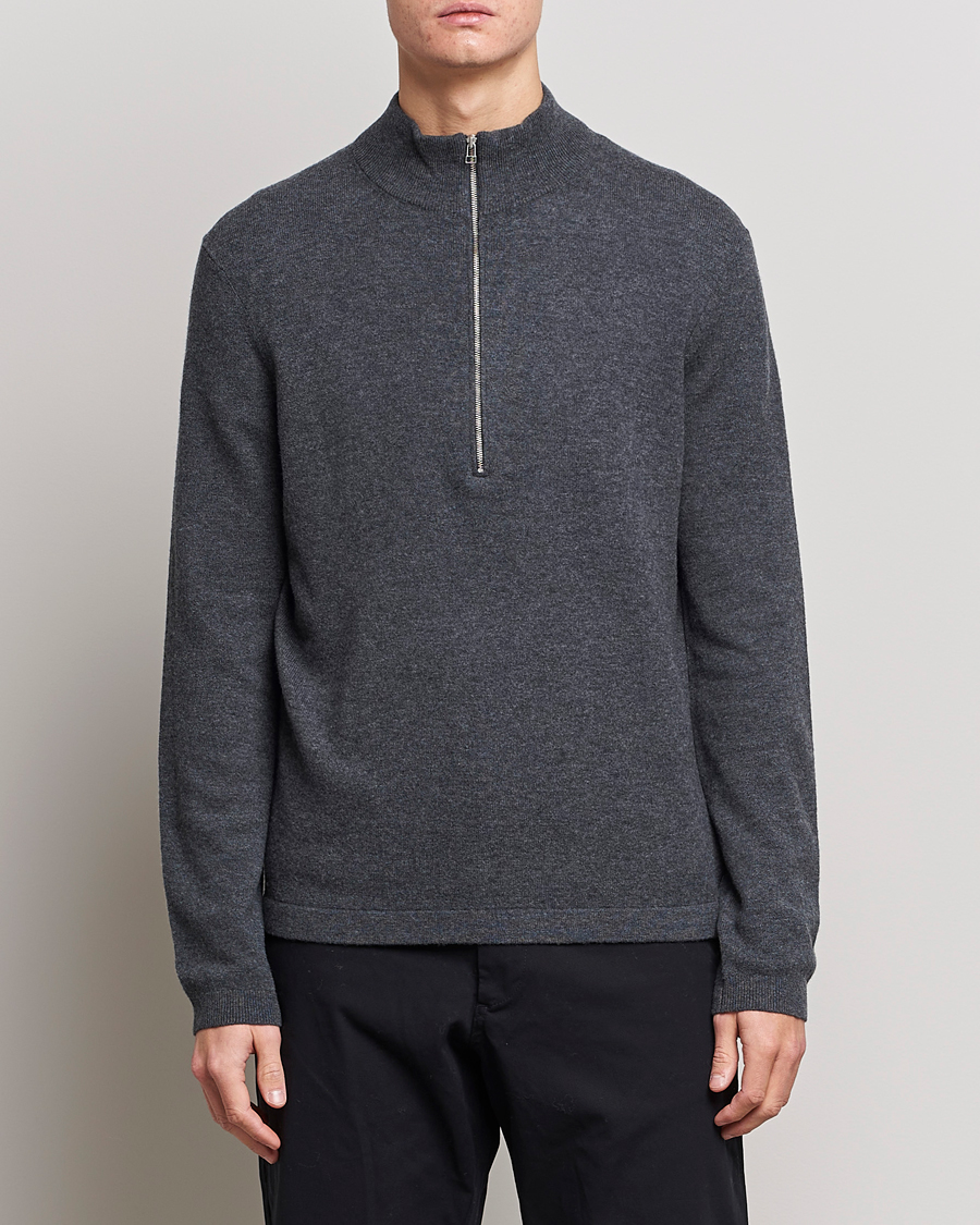 Homme | Pulls Et Tricots | Tiger of Sweden | Owain Merino Half Zip Sweater Dark Grey Mel