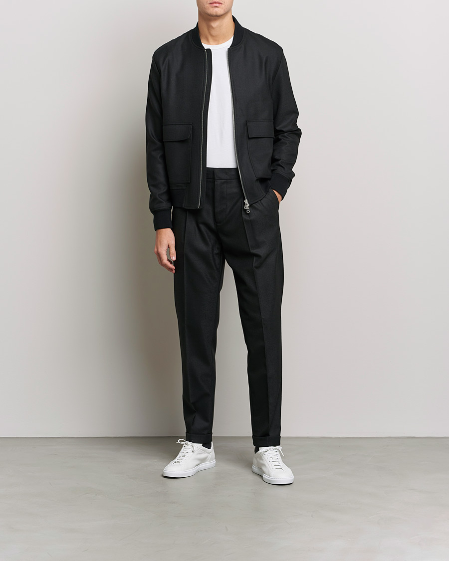 Heren | Jassen | J.Lindeberg | Thom Bomber Wool Twill Jacket Black