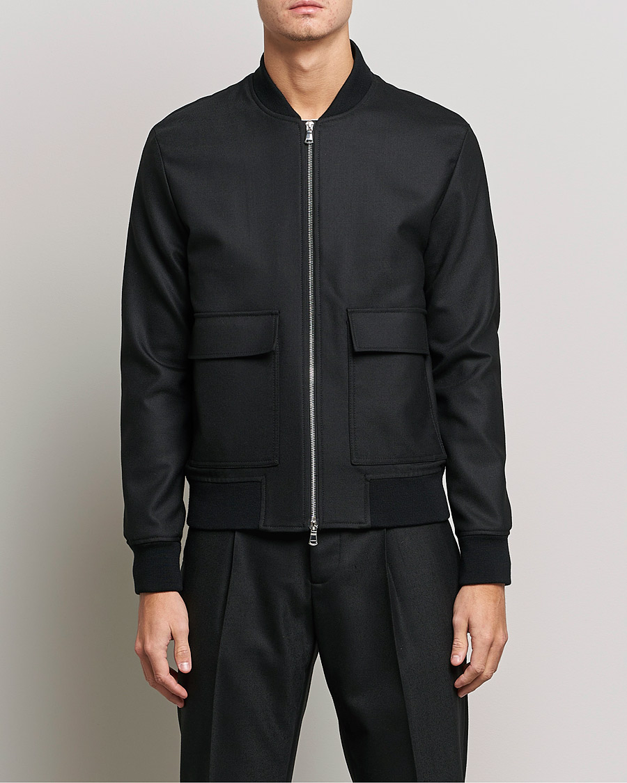 Heren | Jassen | J.Lindeberg | Thom Bomber Wool Twill Jacket Black