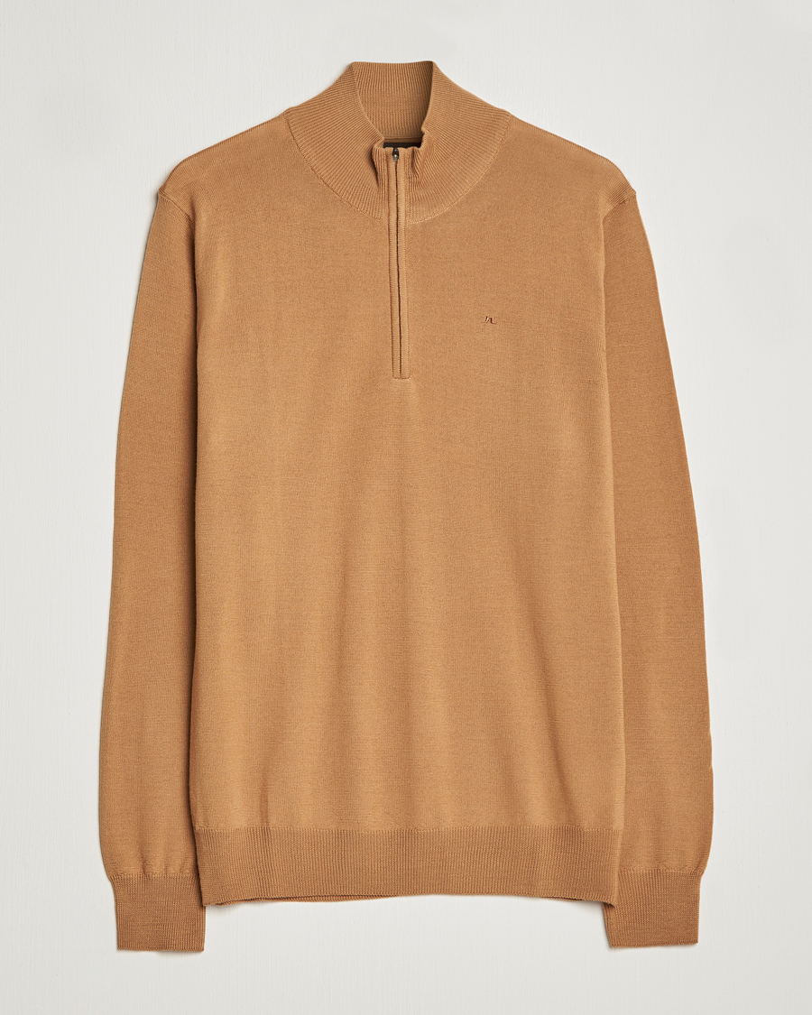 Homme | Pulls Et Tricots | J.Lindeberg | Kian Quarter Zip Merino Sweater Chipmunk