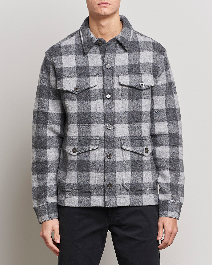 Homme | Chemises | Polo Ralph Lauren | Checked Wool Overshirt Jacket Grey Multi