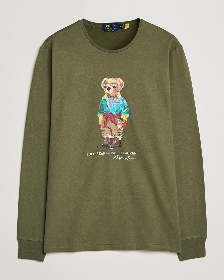 Heren | T-shirts | Polo Ralph Lauren | Printed Bear Crew Neck Long Sleeve T-Shirt Dark Sage