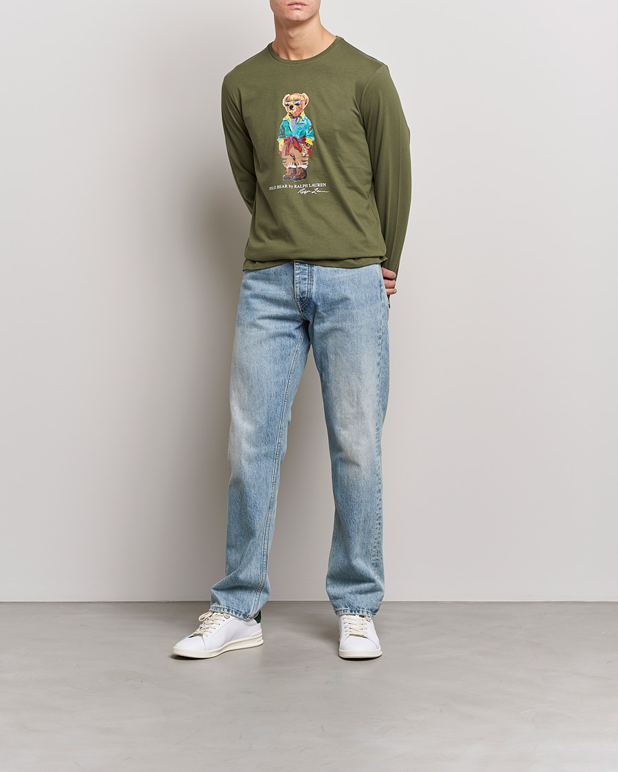Heren | T-shirts | Polo Ralph Lauren | Printed Bear Crew Neck Long Sleeve T-Shirt Dark Sage