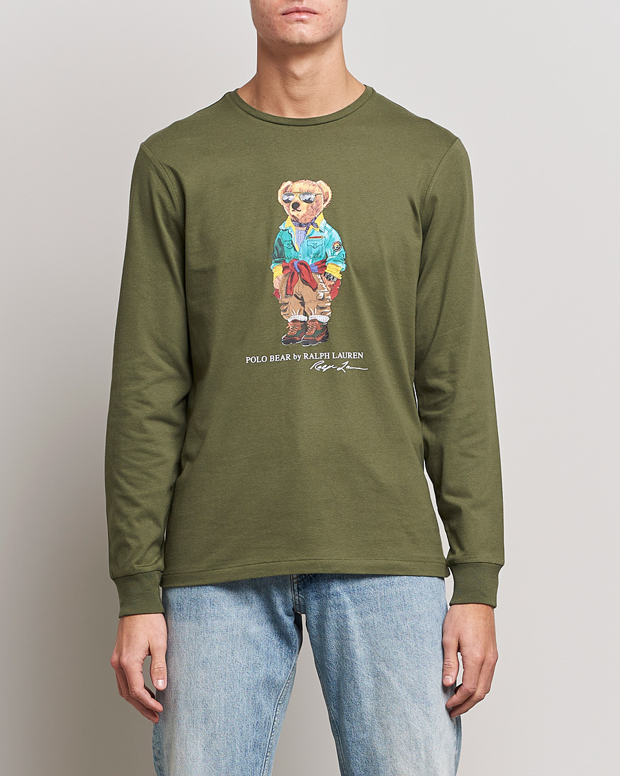 Heren | T-shirts | Polo Ralph Lauren | Printed Bear Crew Neck Long Sleeve T-Shirt Dark Sage