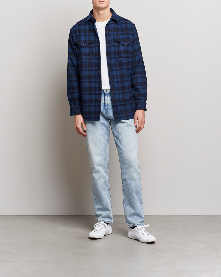 Homme | Chemises | Polo Ralph Lauren | Wool Blend Checked Overshirt Blue/Navy