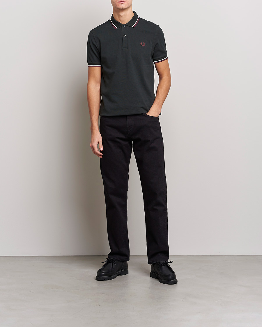 Homme | Polos | Fred Perry | Twin Tipped Polo Shirt Night Green Ecru