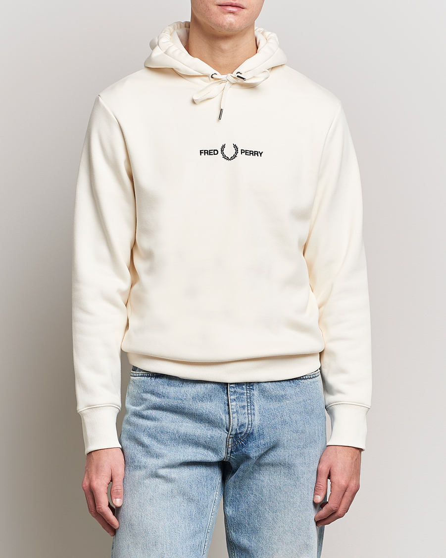 Homme | Pulls Et Tricots | Fred Perry | Emboided Hooded Sweatshirt Ecru
