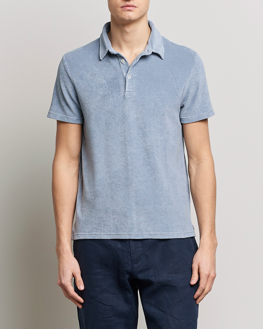 Homme | Polos | Altea | Short Sleeve Terry Polo Dusty Blue
