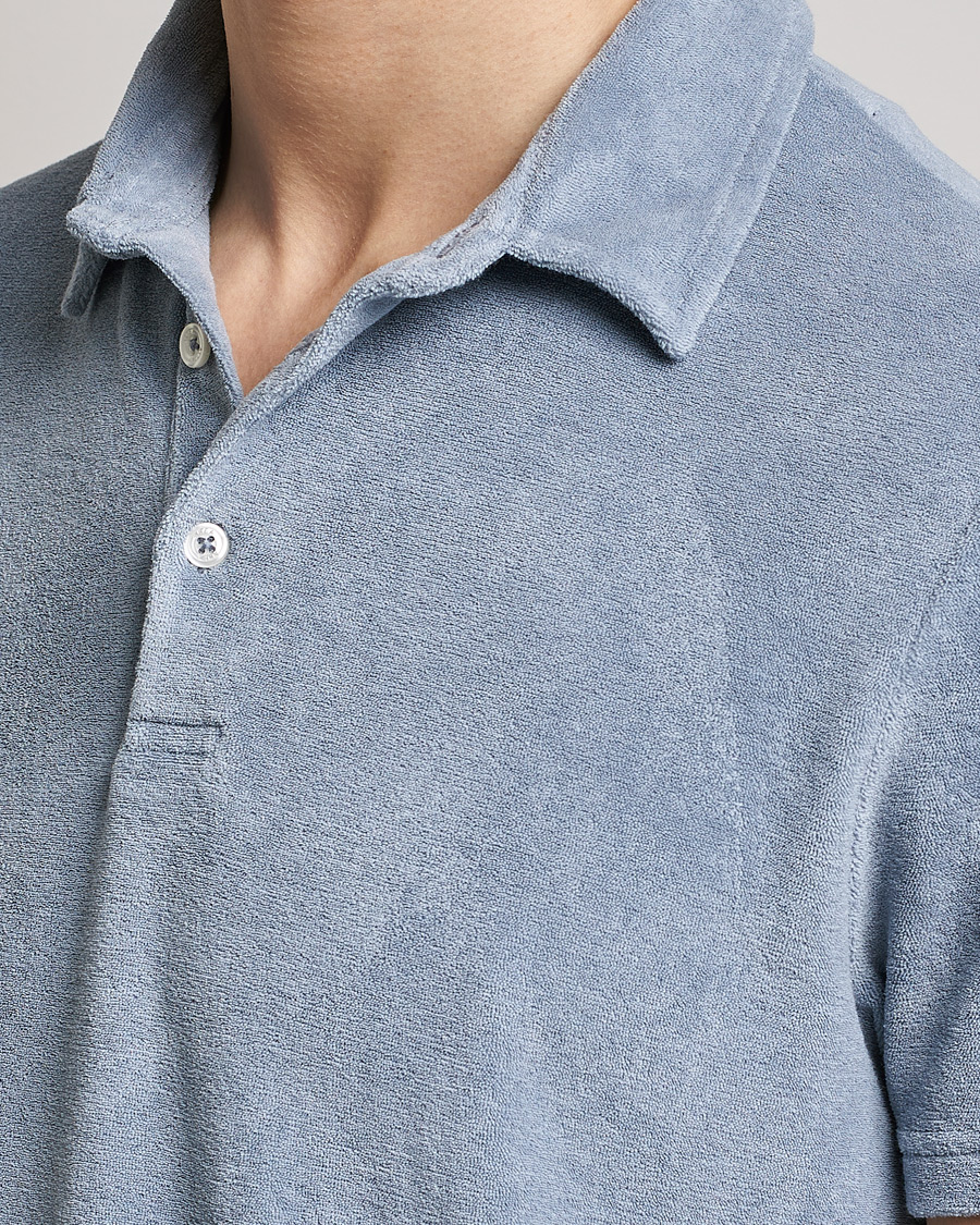 Homme | Polos | Altea | Short Sleeve Terry Polo Dusty Blue
