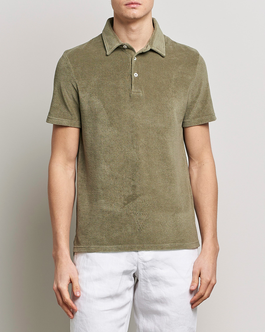 Homme | Polos | Altea | Short Sleeve Terry Polo Olive