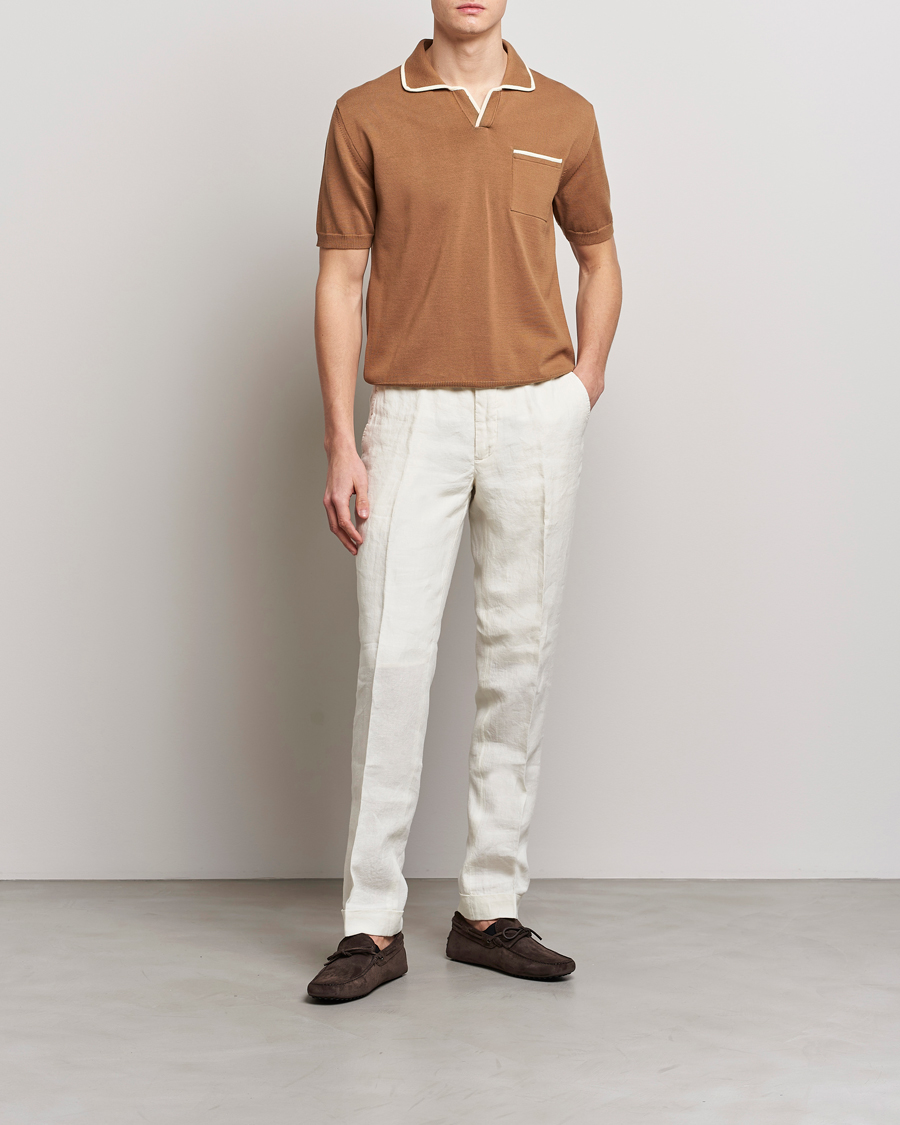 Homme | Polos | Altea | Short Sleeve Riviera Polo Tobacco