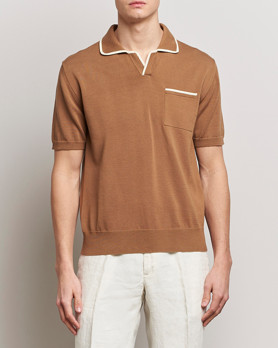 Homme | Polos | Altea | Short Sleeve Riviera Polo Tobacco