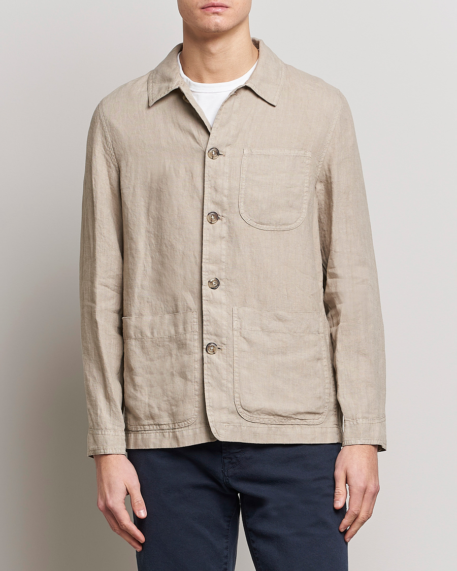 Homme | Chemises | Altea | Linen Shirt Jacket Beige