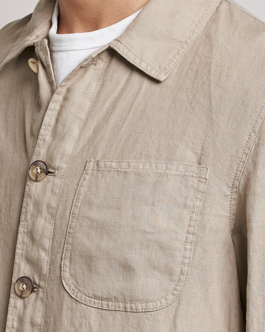 Homme | Chemises | Altea | Linen Shirt Jacket Beige