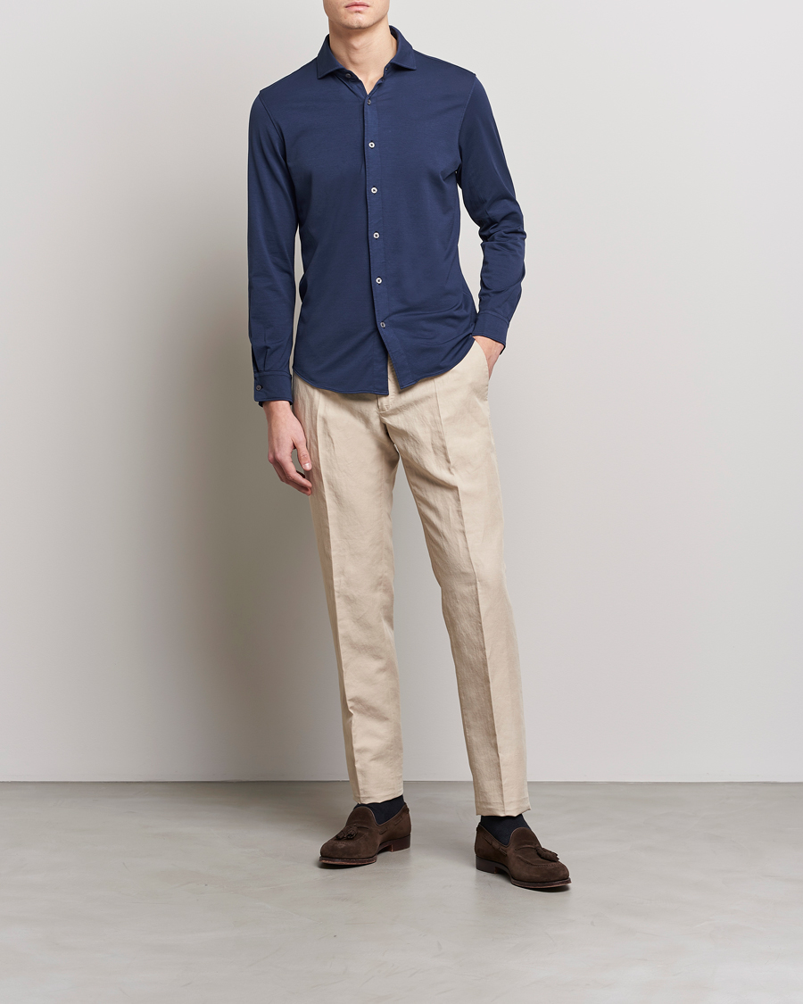 Homme | Chemises | Altea | Jersey Stretch Shirt Navy