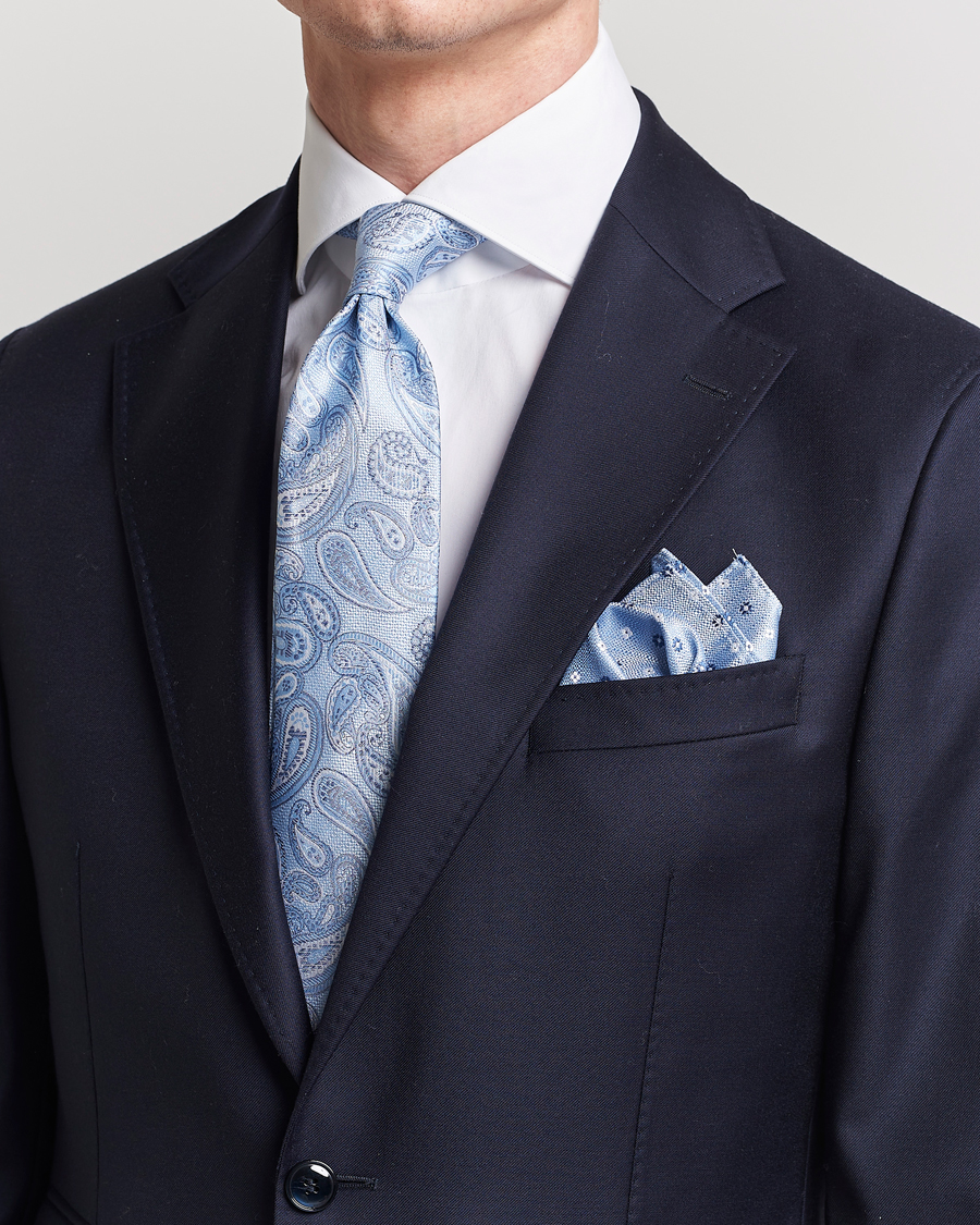 Homme | Amanda Christensen Box Set Silk 8cm Tie With Pocket Square Blue | Amanda Christensen | Box Set Silk 8cm Tie With Pocket Square Blue