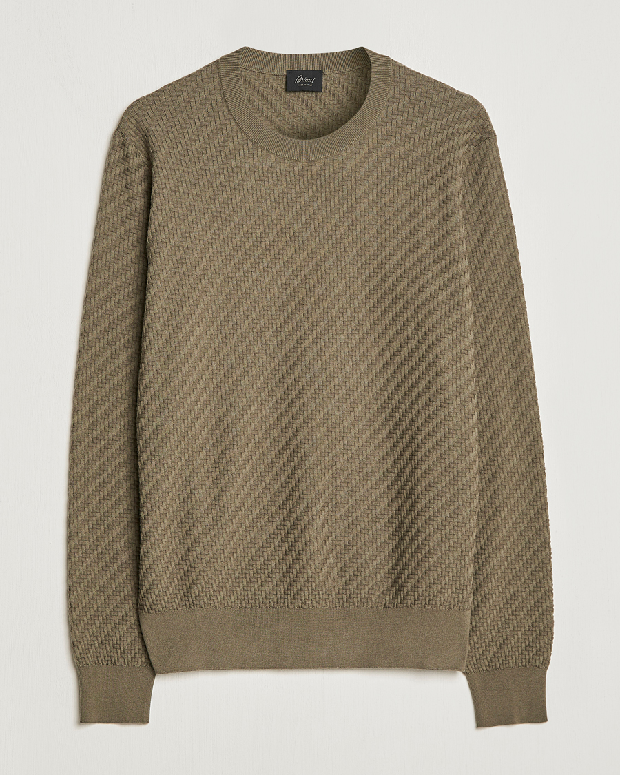 Homme | Pulls Et Tricots | Brioni | Basket Stitch Crew Neck Sweater Olive