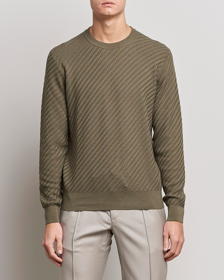 Homme | Pulls Et Tricots | Brioni | Basket Stitch Crew Neck Sweater Olive