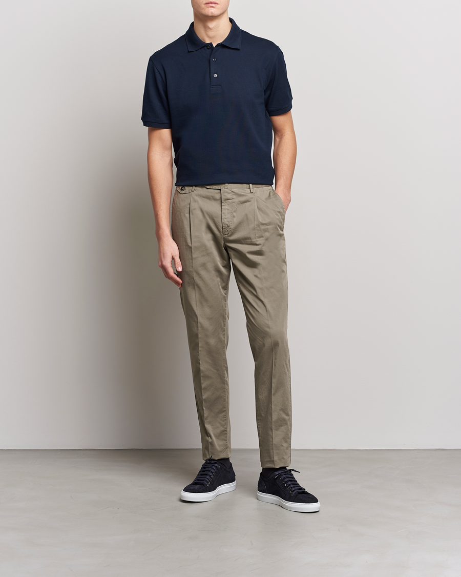 Homme | Polos | Brioni | Mercerized Cotton Piquet Navy