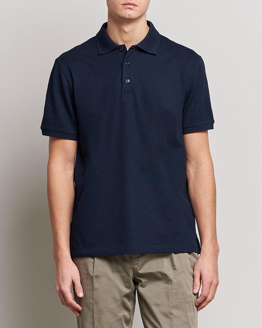 Homme | Polos | Brioni | Mercerized Cotton Piquet Navy
