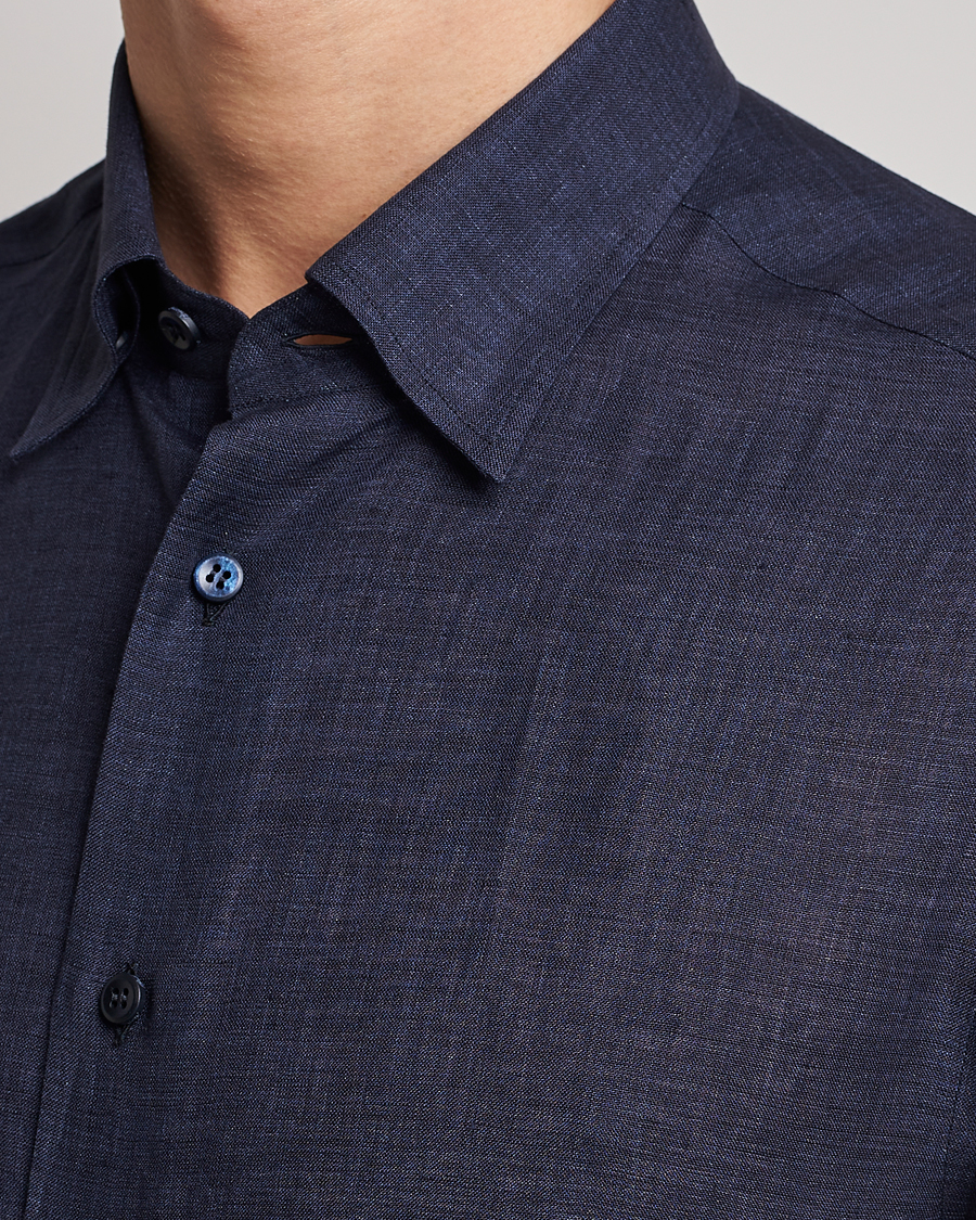 Heren | Overhemden | Brioni | Linen Sport Shirt Navy