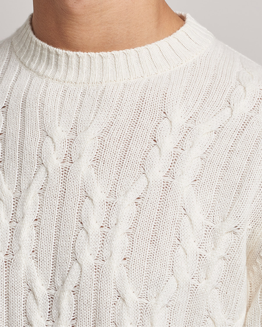Homme | Pulls Et Tricots | Oscar Jacobson | Emmet Wool/Cashmere Structured Crew Neck Off White