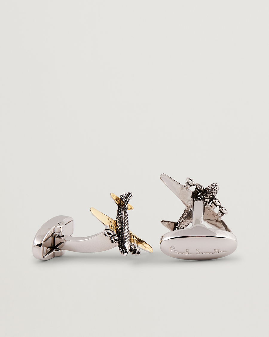 Heren | Paul Smith Airplane Silver Cufflink Gold | Paul Smith | Airplane Silver Cufflink Gold