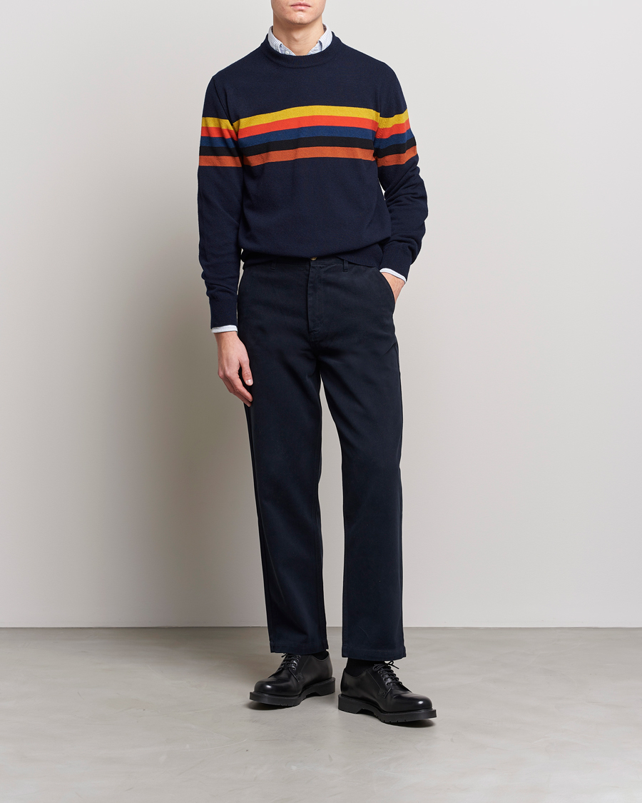 Heren | Truien | Paul Smith | Wool Stripe Knitted Crew Neck Navy