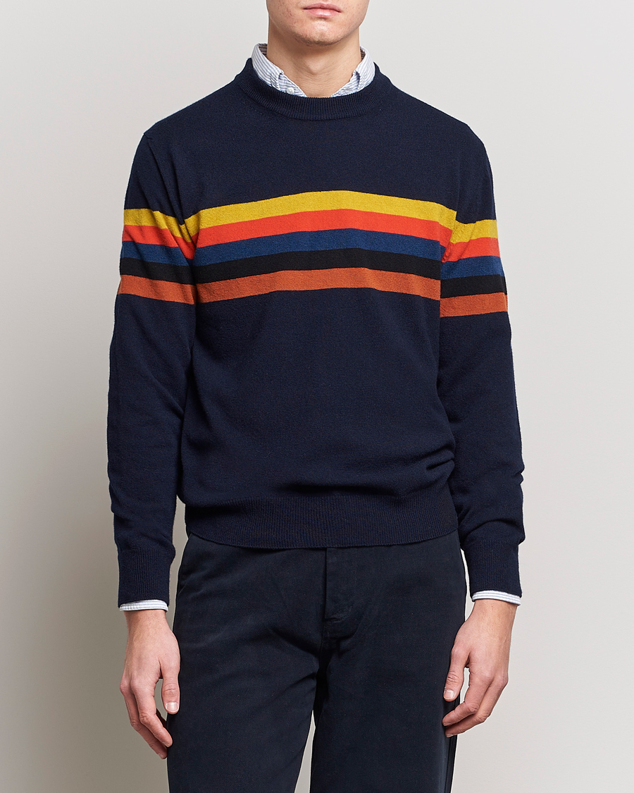 Heren | Truien | Paul Smith | Wool Stripe Knitted Crew Neck Navy