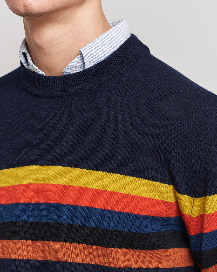 Heren | Truien | Paul Smith | Wool Stripe Knitted Crew Neck Navy